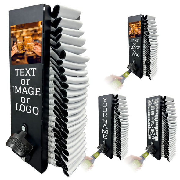 Custom Can Cooler Holder with Bottle Opener, Personalized Beer Bottle Sleeves Metal Holder Engraved Text for Birthday Party Wedding Gifts