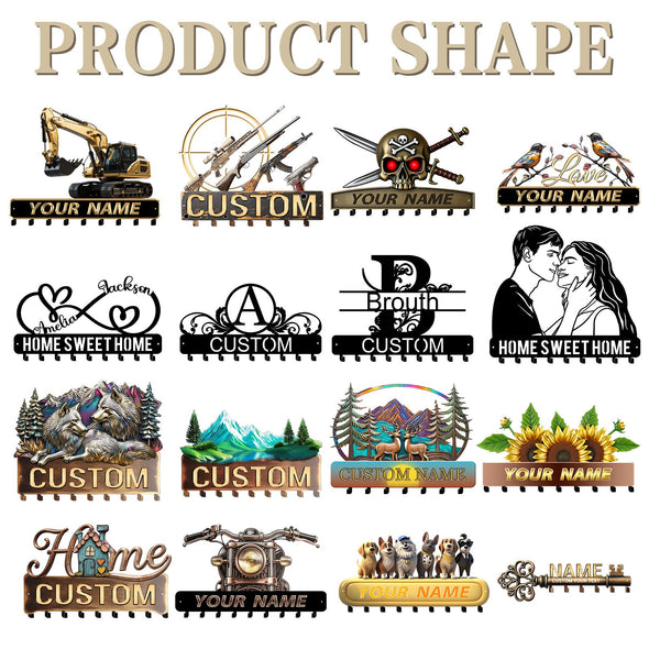 Personalized Metal Key Holder Custom Family Name Rack Hooks for Wall Mount Home Living Room Kitchen Decor Housewarming Wedding Gift