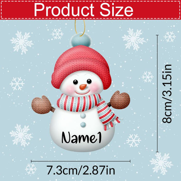 Personalized Christmas Ornaments 7pcs Custom Snowman Ornaments with Name Family Xmas Tree Hanging Gift - 3.15"（8cm）
