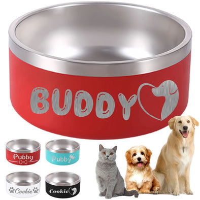 Personalized Dog Bowl with Name, Custom Stainless Steel Food/Water Dishes Engraved Logo Text for Dogs Cat