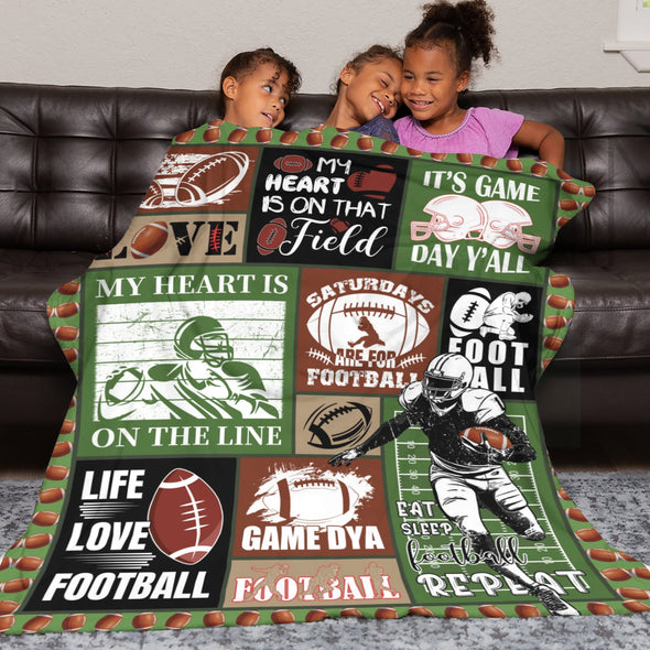 Football Pattern Blanket Fleece Throw Blanket Super Soft Warm Gifts for Baby Girls Boys Kids Mom Grandma Room Decor