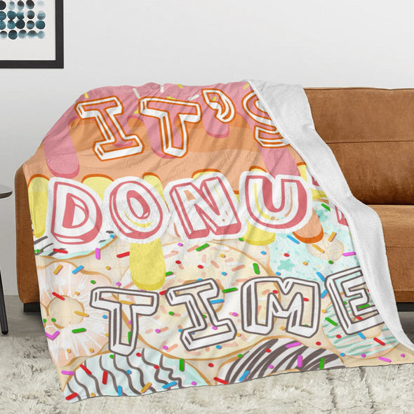 Donut Pattern Blanket Fleece Throw Blanket Super Soft Warm Gifts for Baby Girls Boys Kids Mom Grandma Room Decor