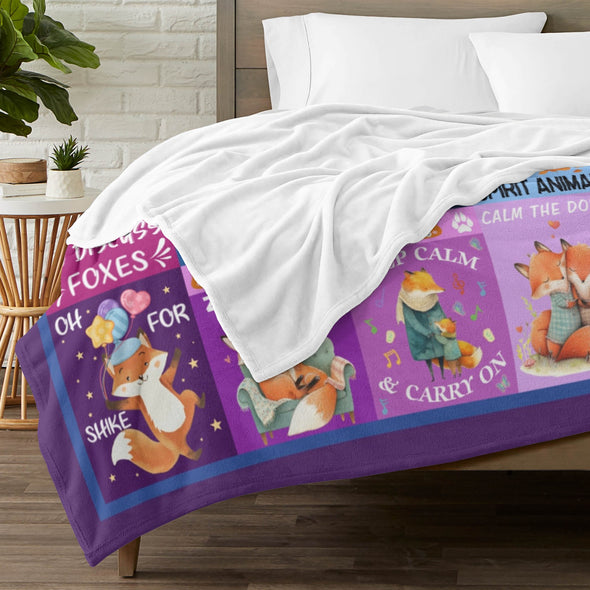 Fox Pattern Blanket Fleece Throw Blanket Super Soft Warm Gifts for Baby Girls Boys Kids Mom Grandma Room Decor