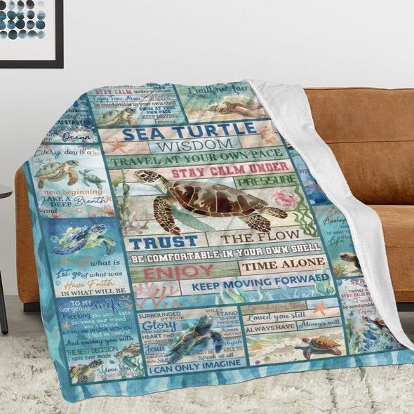 Turtle Pattern Blanket Fleece Throw Blanket Super Soft Warm Gifts for Baby Girls Boys Kids Mom Grandma Room Decor