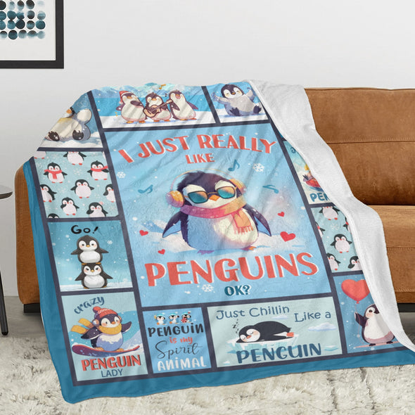 Penguin Blanket Fleece Throw Blanket Super Soft Warm Gifts for Baby Girls Boys Kids Mom Grandma Room Decor