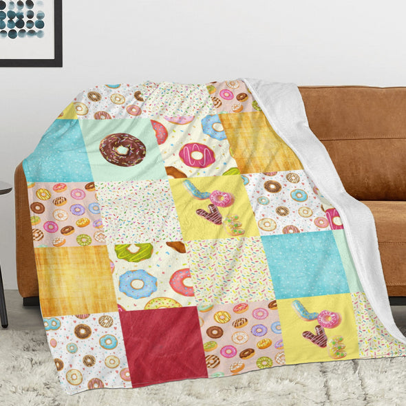 Donut Pattern Blanket Fleece Throw Blanket Super Soft Warm Gifts for Baby Girls Boys Kids Mom Grandma Room Decor