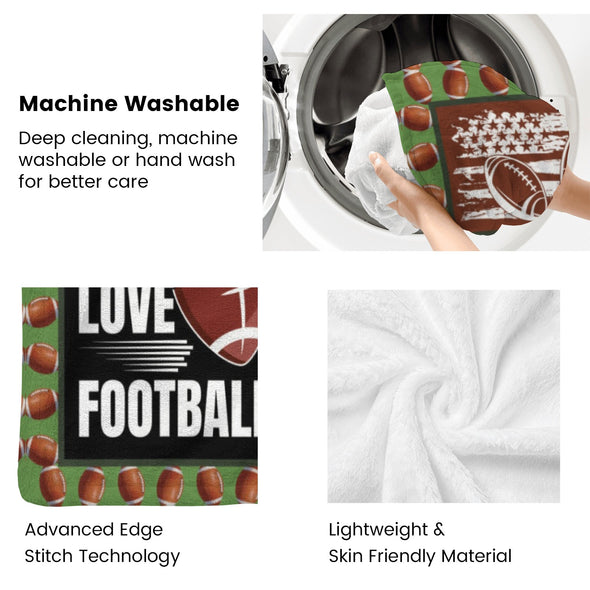 Football Pattern Blanket Fleece Throw Blanket Super Soft Warm Gifts for Baby Girls Boys Kids Mom Grandma Room Decor