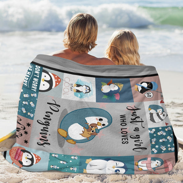 Penguin Blanket Fleece Throw Blanket Super Soft Warm Gifts for Baby Girls Boys Kids Mom Grandma Room Decor