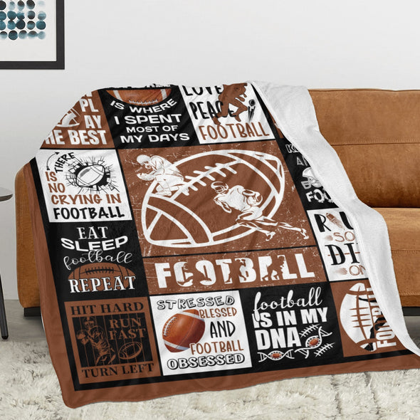 Football Pattern Blanket Fleece Throw Blanket Super Soft Warm Gifts for Baby Girls Boys Kids Mom Grandma Room Decor