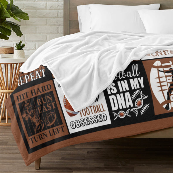 Football Pattern Blanket Fleece Throw Blanket Super Soft Warm Gifts for Baby Girls Boys Kids Mom Grandma Room Decor