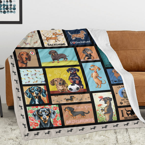Dachshund Pattern Blanket Fleece Throw Blanket Super Soft Warm Gifts for Baby Girls Boys Kids Mom Grandma Room Decor