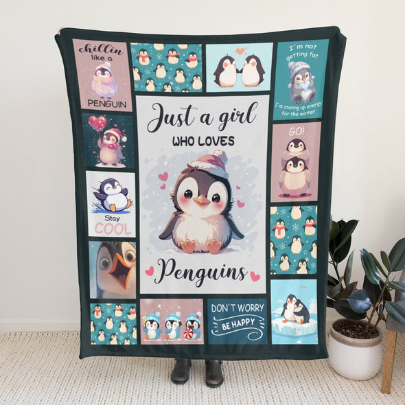 Penguin Blanket Fleece Throw Blanket Super Soft Warm Gifts for Baby Girls Boys Kids Mom Grandma Room Decor
