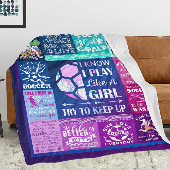 Soccer Blanket, Soccer Sports Themed Throw, Soft Nap Throw Blanket for Home Boys Girls Women Men Soccer Lovers Gifts