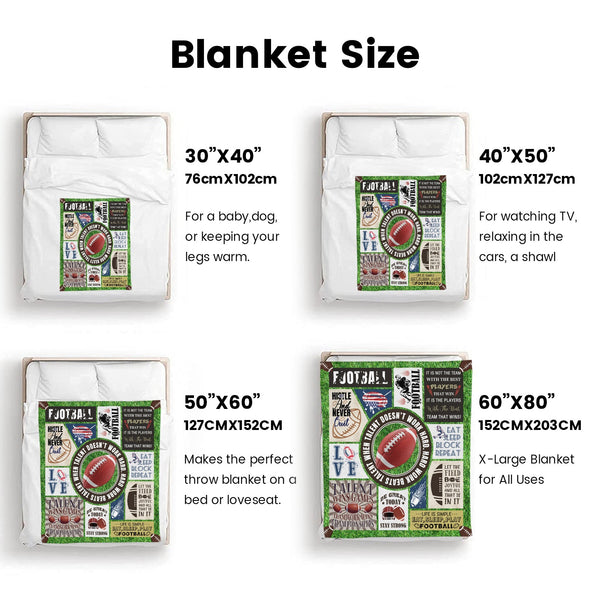 Football Pattern Blanket Fleece Throw Blanket Super Soft Warm Gifts for Baby Girls Boys Kids Mom Grandma Room Decor