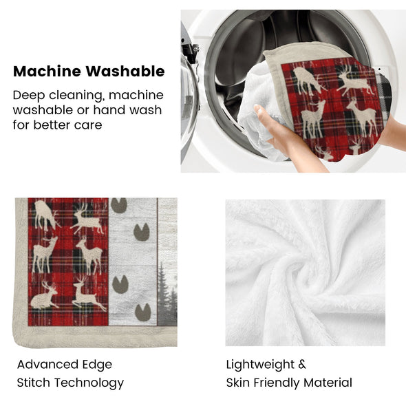 Deer Pattern Blanket Fleece Throw Blanket Super Soft Warm Gifts for Baby Girls Boys Kids Mom Grandma Room Decor