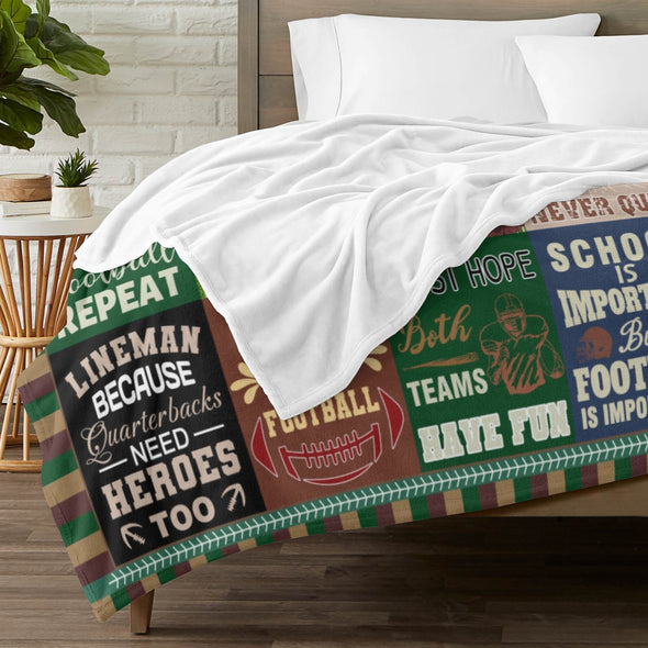 Football Pattern Blanket Fleece Throw Blanket Super Soft Warm Gifts for Baby Girls Boys Kids Mom Grandma Room Decor