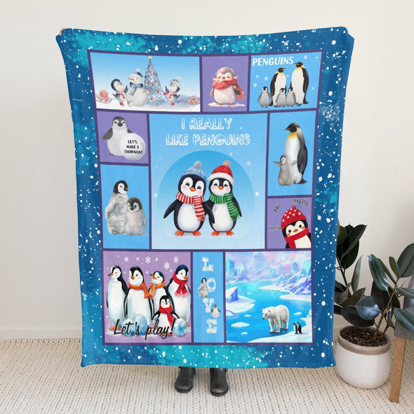 Penguin Blanket Fleece Throw Blanket Super Soft Warm Gifts for Baby Girls Boys Kids Mom Grandma Room Decor