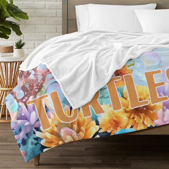 Turtle Pattern Blanket Fleece Throw Blanket Super Soft Warm Gifts for Baby Girls Boys Kids Mom Grandma Room Decor