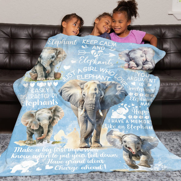 Elephant Blanket Fleece Throw Blanket Super Soft Warm Gifts for Girls Boys Kids Room Decor
