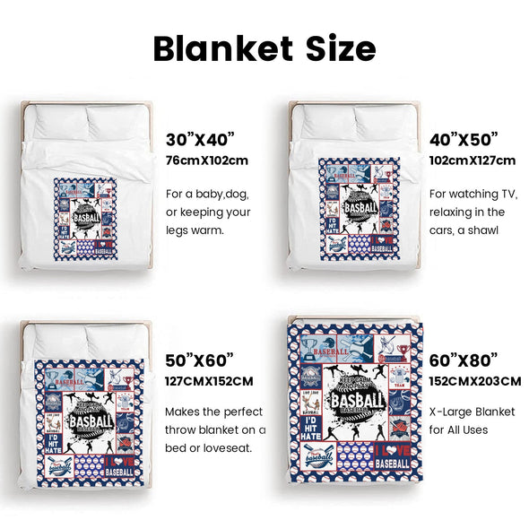 Baseball Pattern Blanket Fleece Throw Blanket Super Soft Warm Gifts for Baby Girls Boys Kids Mom Grandma Room Decor