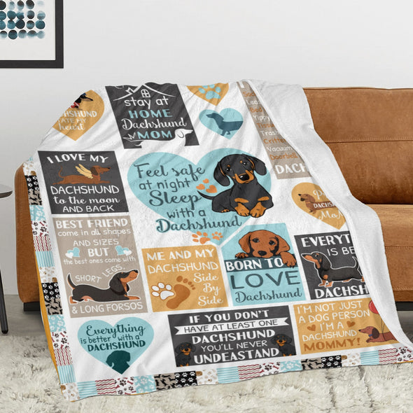Dachshund Pattern Blanket Fleece Throw Blanket Super Soft Warm Gifts for Baby Girls Boys Kids Mom Grandma Room Decor