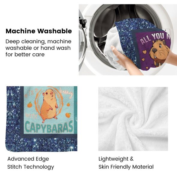 Capybara Pattern Blanket Fleece Throw Blanket Super Soft Warm Gifts for Baby Girls Boys Kids Mom Grandma Room Decor