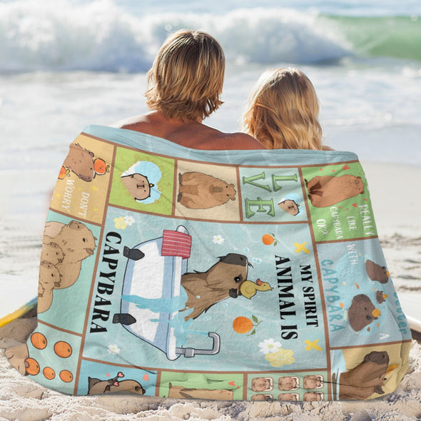 Capybara Pattern Blanket Fleece Throw Blanket Super Soft Warm Gifts for Baby Girls Boys Kids Mom Grandma Room Decor