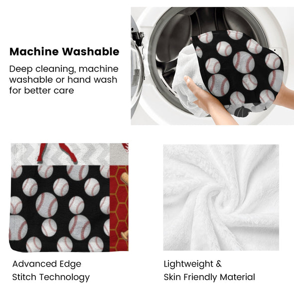 Baseball Pattern Blanket Fleece Throw Blanket Super Soft Warm Gifts for Baby Girls Boys Kids Mom Grandma Room Decor