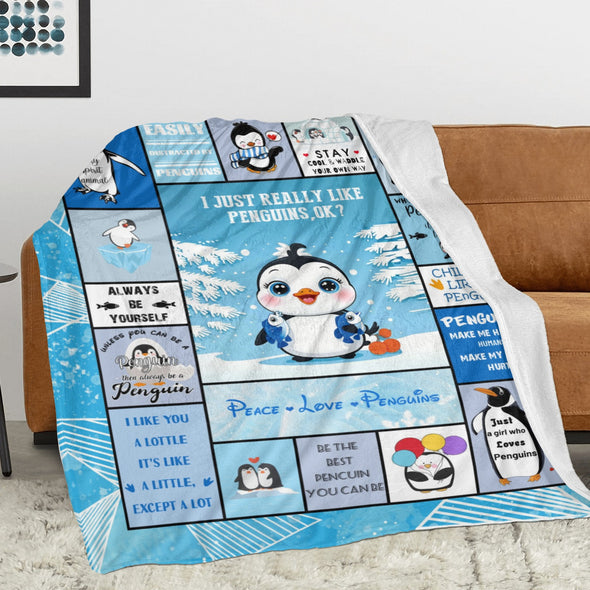 Penguin Blanket Fleece Throw Blanket Super Soft Warm Gifts for Baby Girls Boys Kids Mom Grandma Room Decor
