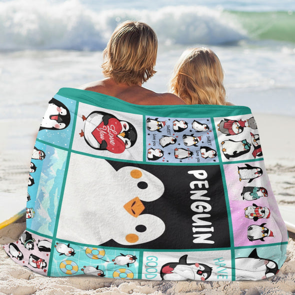 Penguin Blanket Fleece Throw Blanket Super Soft Warm Gifts for Baby Girls Boys Kids Mom Grandma Room Decor