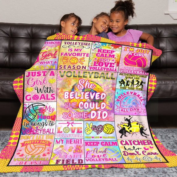 Volleyball Pattern Blanket Fleece Throw Blanket Super Soft Warm Gifts for Baby Girls Boys Kids Mom Grandma Room Decor