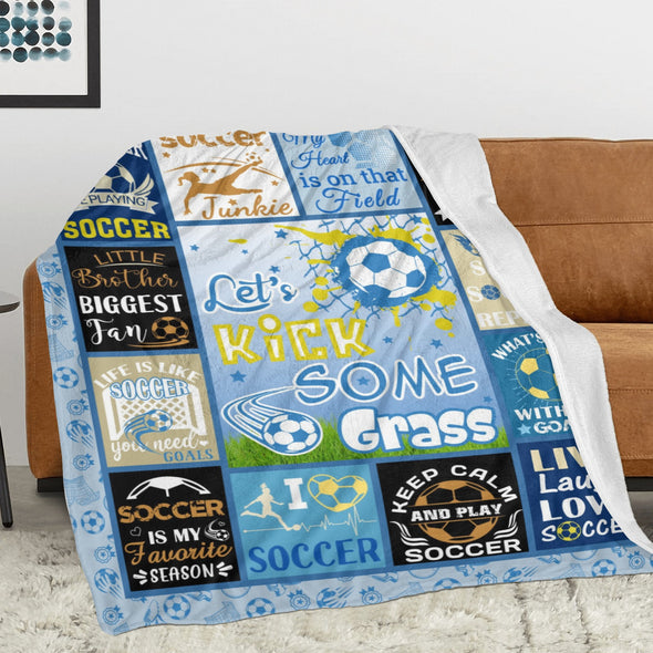 Soccer Blanket, Soccer Sports Themed Throw, Soft Nap Throw Blanket for Home Boys Girls Women Men Soccer Lovers Gifts
