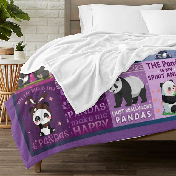 Panda Pattern Blanket Fleece Throw Blanket Super Soft Warm Gifts for Baby Girls Boys Kids Mom Grandma Room Decor