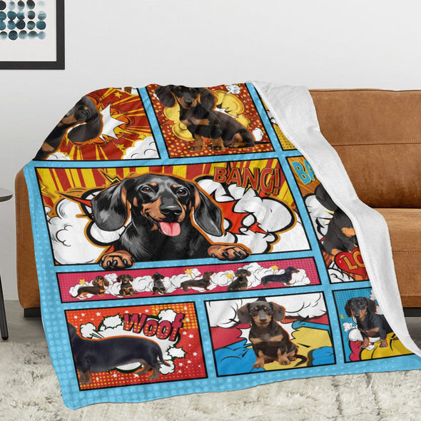 Dachshund Pattern Blanket Fleece Throw Blanket Super Soft Warm Gifts for Baby Girls Boys Kids Mom Grandma Room Decor