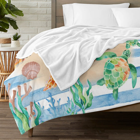 Turtle Pattern Blanket Fleece Throw Blanket Super Soft Warm Gifts for Baby Girls Boys Kids Mom Grandma Room Decor