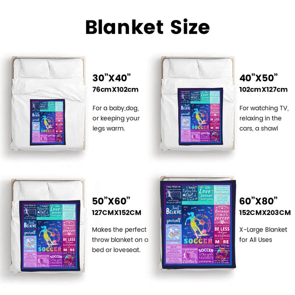 Soccer Blanket, Soccer Sports Themed Throw, Soft Nap Throw Blanket for Home Boys Girls Women Men Soccer Lovers Gifts