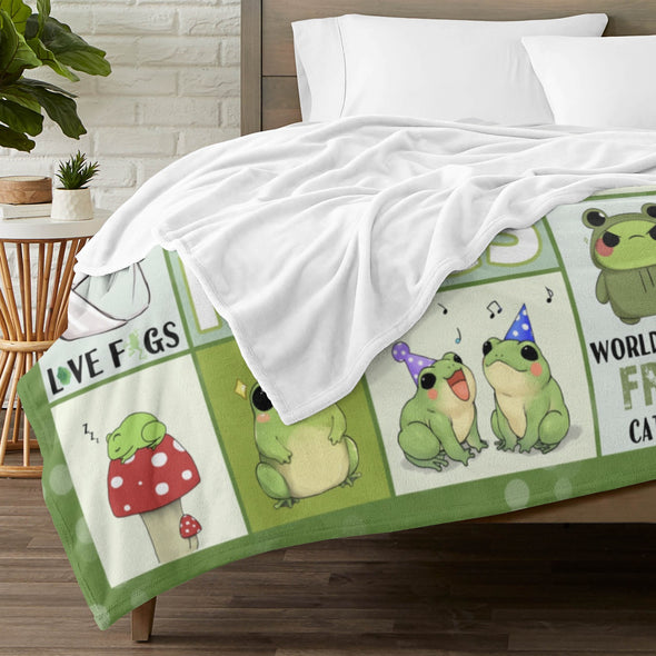 Frog Pattern Blanket Fleece Throw Blanket Super Soft Warm Gifts for Baby Girls Boys Kids Mom Grandma Room Decor