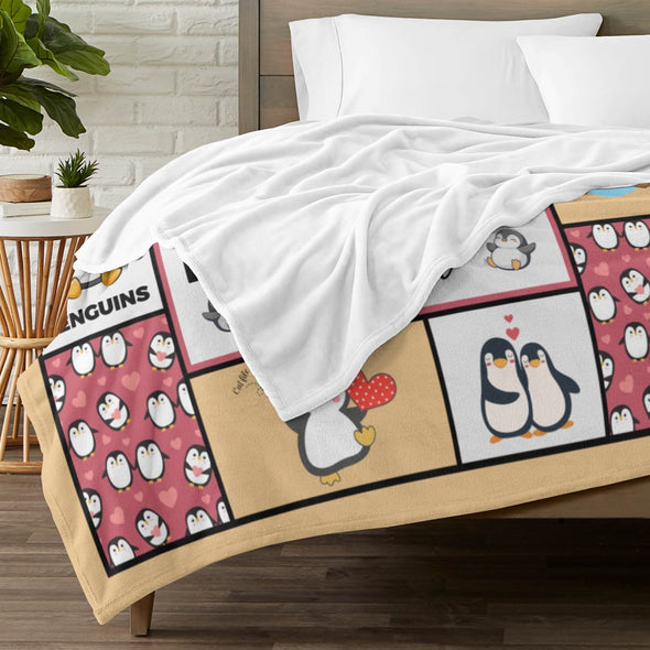 Penguin Blanket Fleece Throw Blanket Super Soft Warm Gifts for Baby Girls Boys Kids Mom Grandma Room Decor