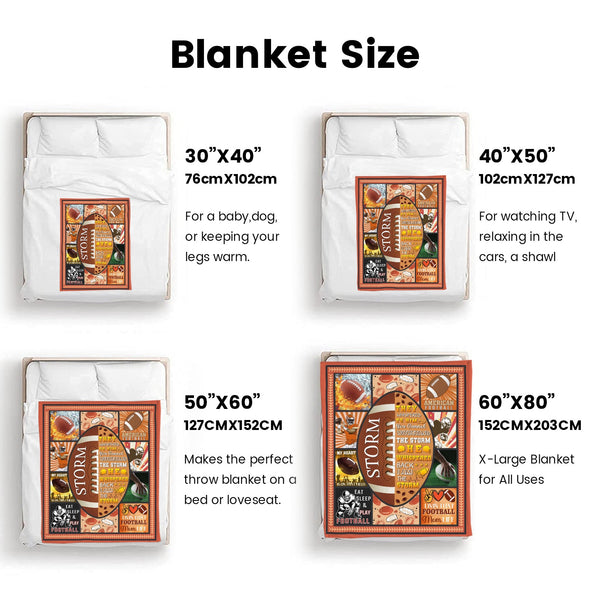 Football Pattern Blanket Fleece Throw Blanket Super Soft Warm Gifts for Baby Girls Boys Kids Mom Grandma Room Decor
