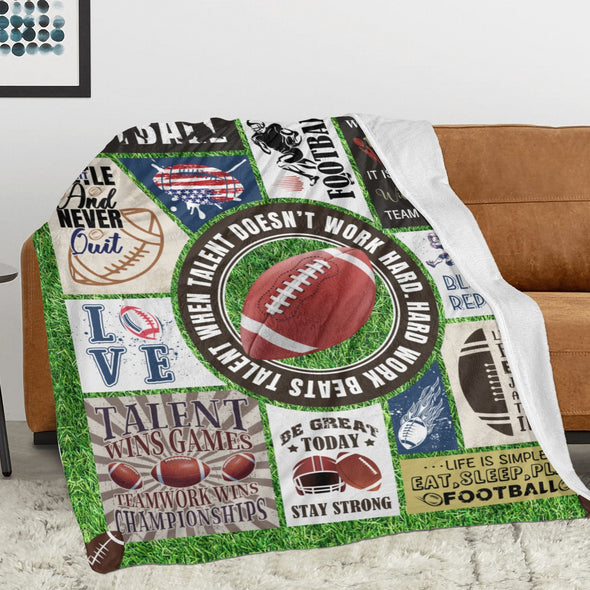 Football Pattern Blanket Fleece Throw Blanket Super Soft Warm Gifts for Baby Girls Boys Kids Mom Grandma Room Decor