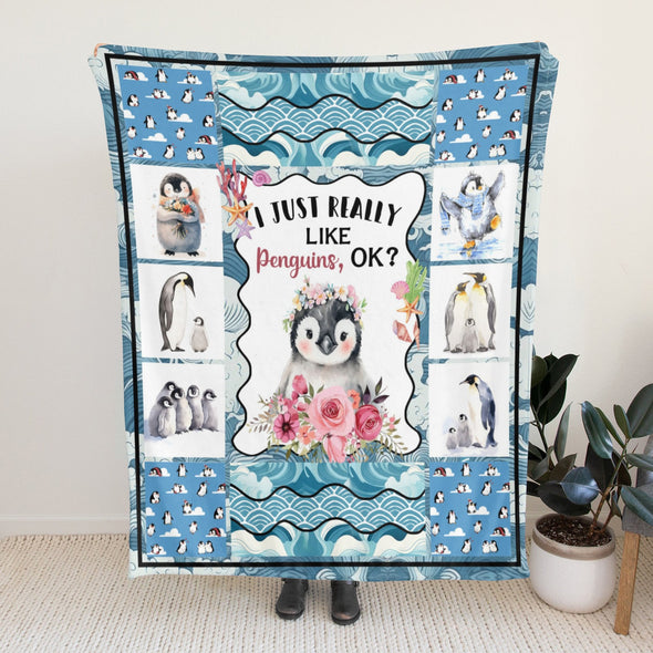 Penguin Blanket Fleece Throw Blanket Super Soft Warm Gifts for Baby Girls Boys Kids Mom Grandma Room Decor
