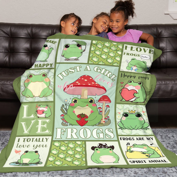 Frog Pattern Blanket Fleece Throw Blanket Super Soft Warm Gifts for Baby Girls Boys Kids Mom Grandma Room Decor
