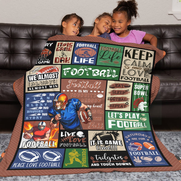 Football Pattern Blanket Fleece Throw Blanket Super Soft Warm Gifts for Baby Girls Boys Kids Mom Grandma Room Decor