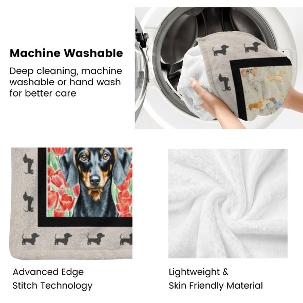 Dachshund Pattern Blanket Fleece Throw Blanket Super Soft Warm Gifts for Baby Girls Boys Kids Mom Grandma Room Decor