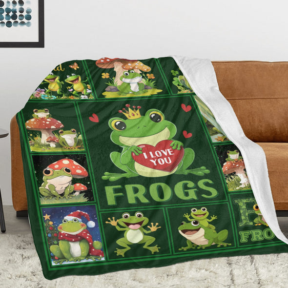 Frog Pattern Blanket Fleece Throw Blanket Super Soft Warm Gifts for Baby Girls Boys Kids Mom Grandma Room Decor