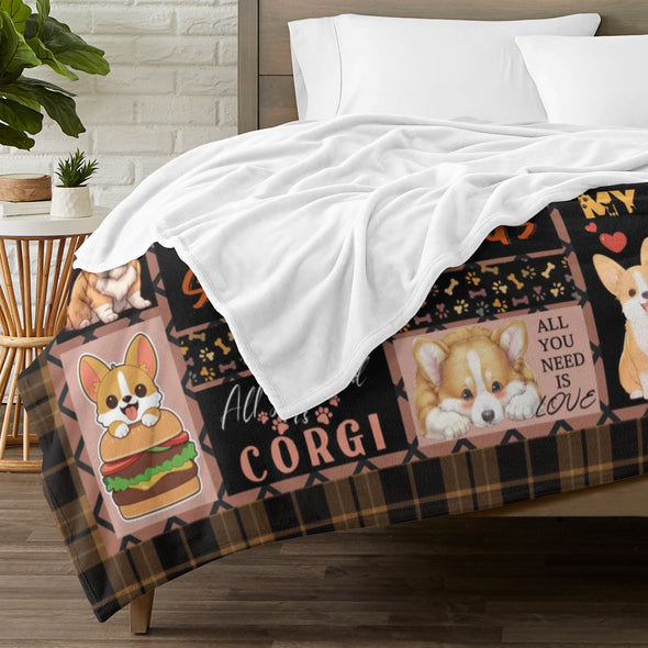 Corgi Blanket Fleece Throw Blanket Super Soft Warm Gifts for Baby Girls Boys Kids Mom Grandma Room Decor