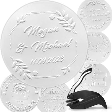 Book Embosser Personalized Hand-Held Embossing Stamp Custom Name Text Logo for Library Wedding Christmas Gifts