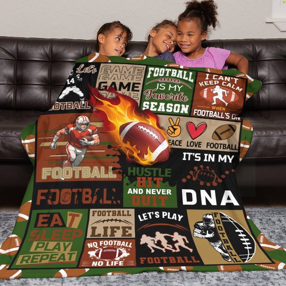 Football Pattern Blanket Fleece Throw Blanket Super Soft Warm Gifts for Baby Girls Boys Kids Mom Grandma Room Decor