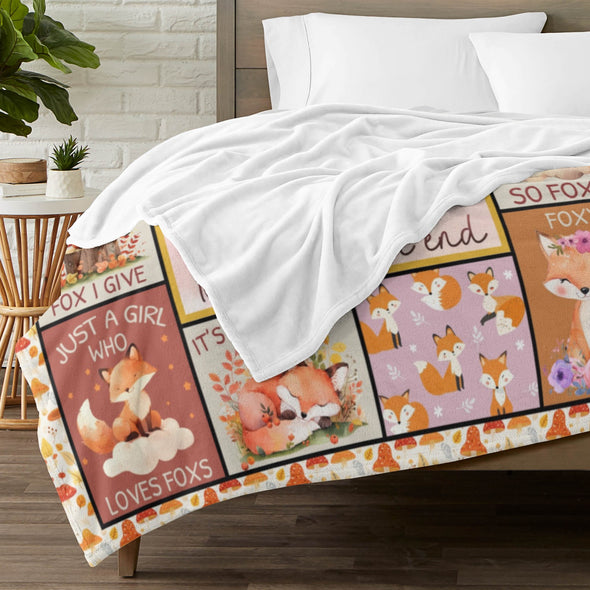 Fox Pattern Blanket Fleece Throw Blanket Super Soft Warm Gifts for Baby Girls Boys Kids Mom Grandma Room Decor
