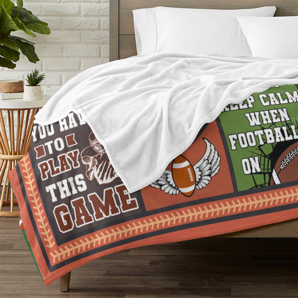 Football Pattern Blanket Fleece Throw Blanket Super Soft Warm Gifts for Baby Girls Boys Kids Mom Grandma Room Decor